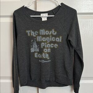 Disney Parks Retro Logo Long Sleeve Pullover Crewneck Sweatshirt Top Size XS